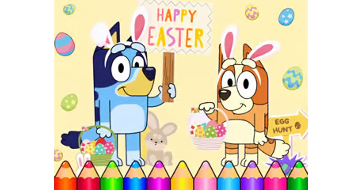 Coloring Book Bluey Happy Easter